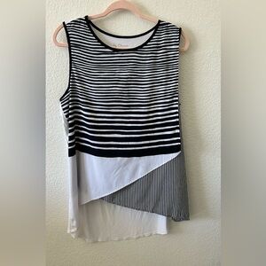 Chico's Black White Drape Front Tank Top Sleeveless‎ Shirt Chicos Size 2